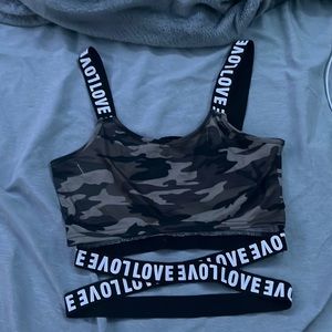 Camouflage crossed tank top